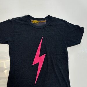 Aviator Nation Kids Tee with Vibrant Pink Lightning smoke and pet free home